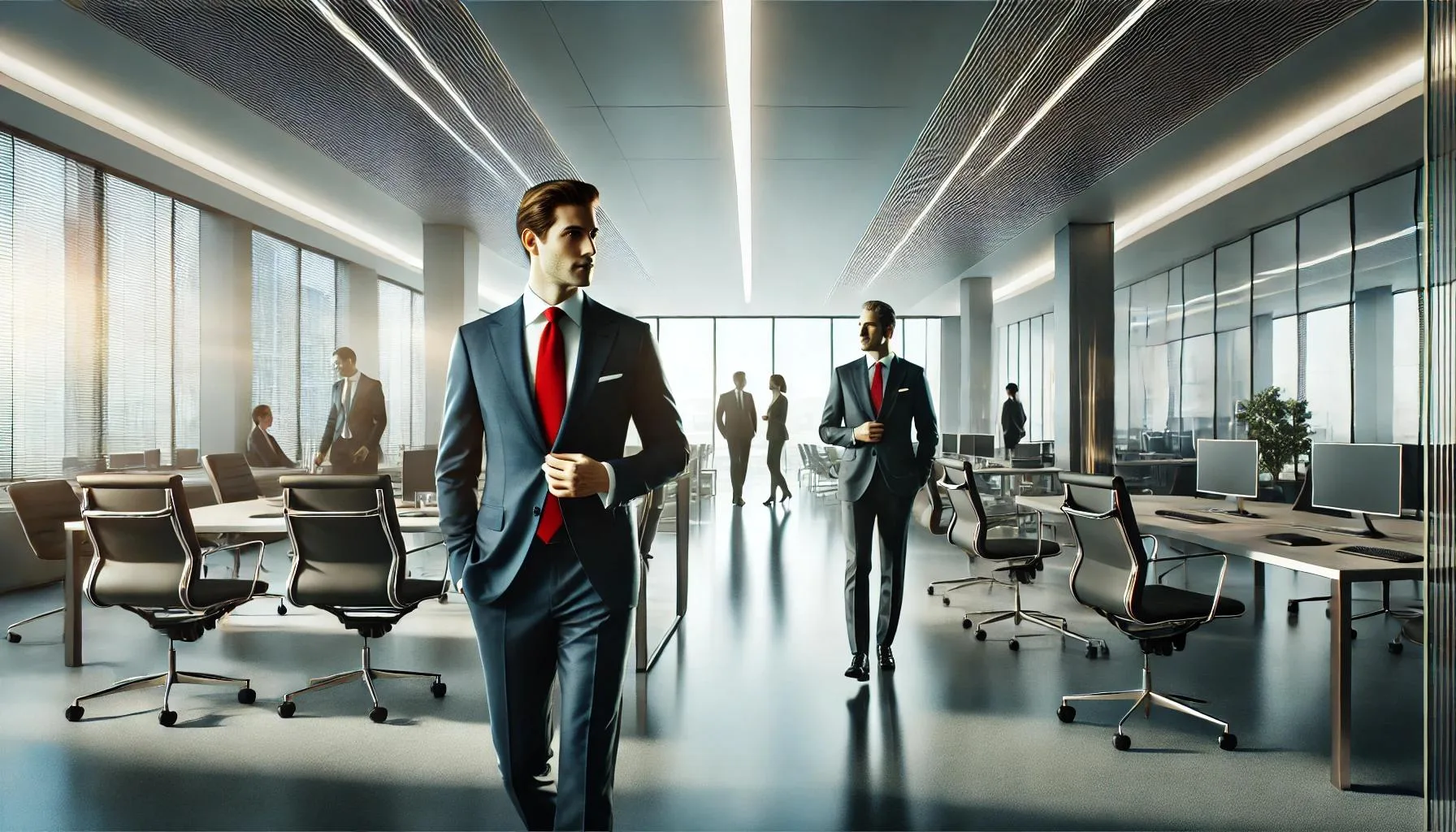 business professionals in a modern office discussing growth strategies