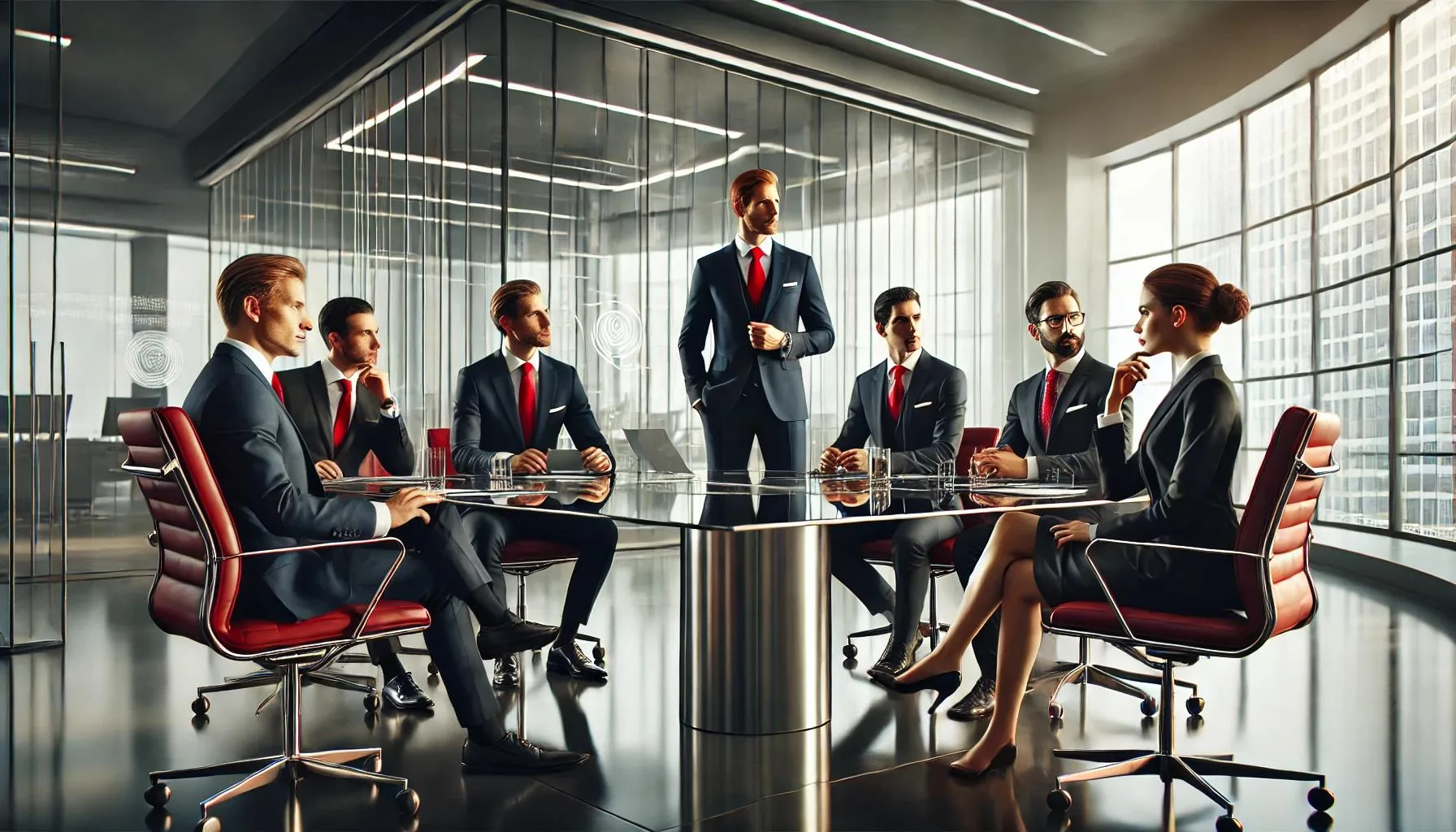 business team evaluating productivity in a modern boardroom