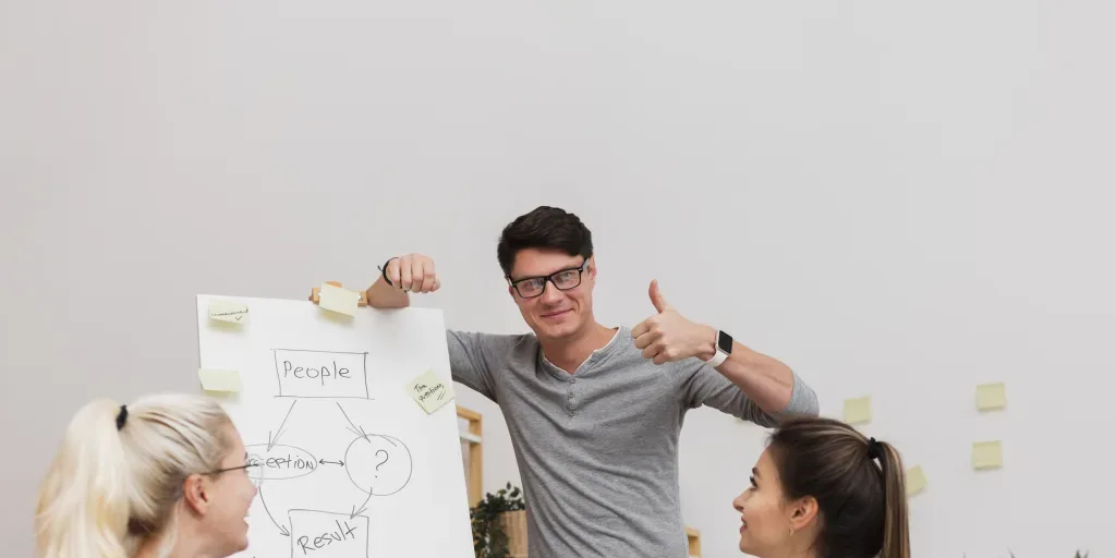 man showing diagram ok sign man showing diagram ok sign